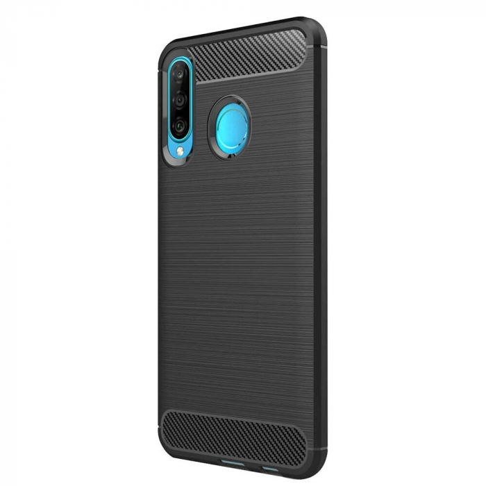 Husa Carbon Silicone pentru Huawei P30 Lite, Negru [7]