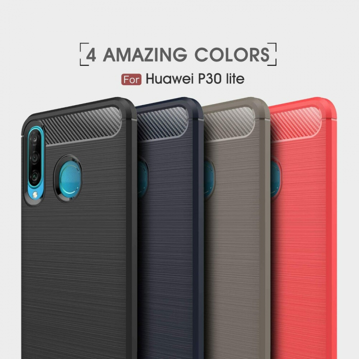 Husa Carbon Silicone pentru Huawei P30 Lite, Negru [9]