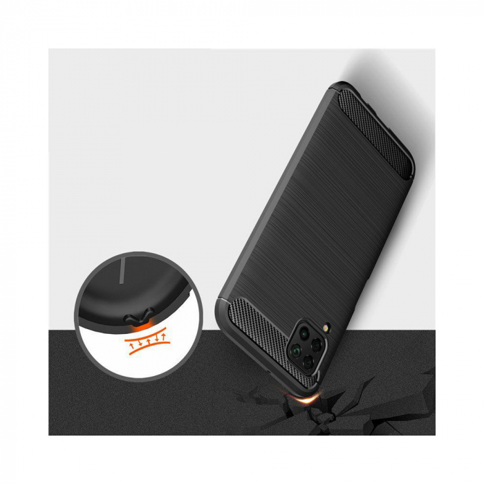 Husa Carbon Silicone pentru Huawei P40 Lite, Negru [2]