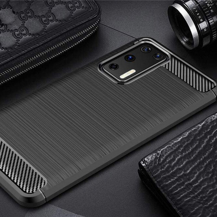 Husa Carbon Silicone pentru Huawei P40 Pro, Negru [2]