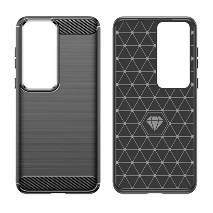 Husa Carbon Silicone pentru Huawei P60 Pro, Negru [2]