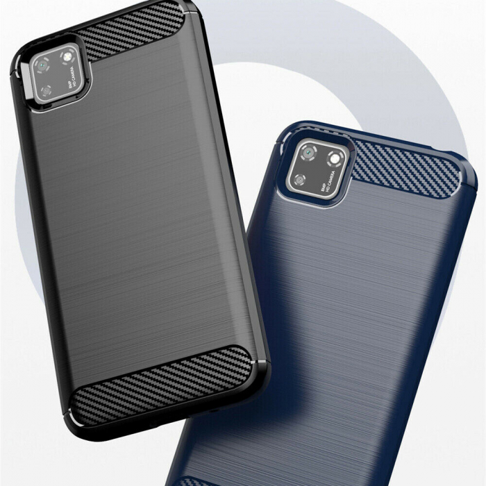 Husa Carbon Silicone pentru Huawei Y5P, Negru [8]