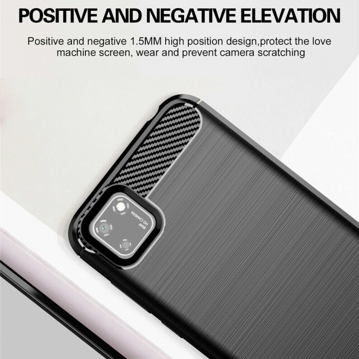 Husa Carbon Silicone pentru Huawei Y5P, Negru [7]