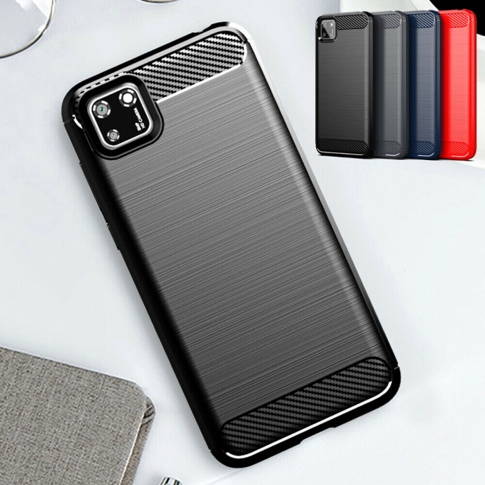 Husa Carbon Silicone pentru Huawei Y5P, Negru [5]