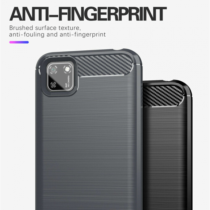 Husa Carbon Silicone pentru Huawei Y5P, Negru [9]