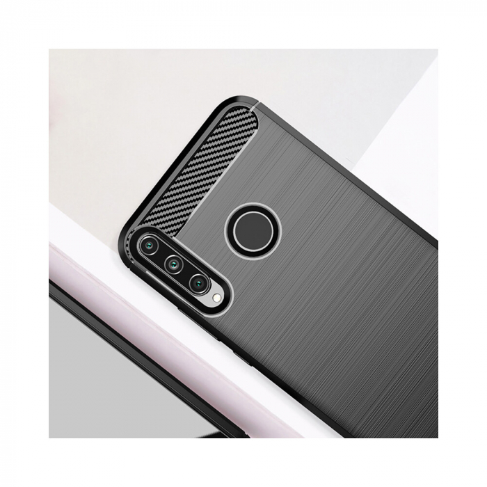 Husa Carbon Silicone pentru Huawei Y6P, Negru [4]