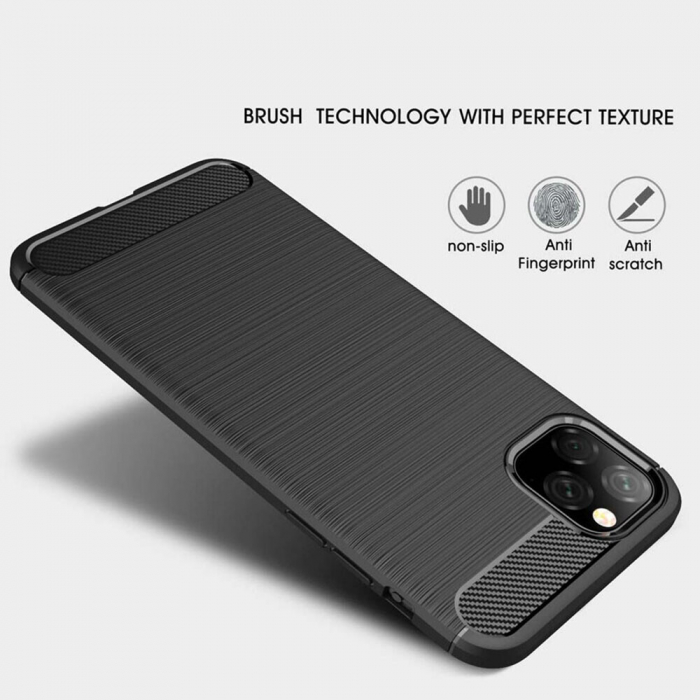 Husa Carbon Silicone pentru iPhone 11, Negru [4]