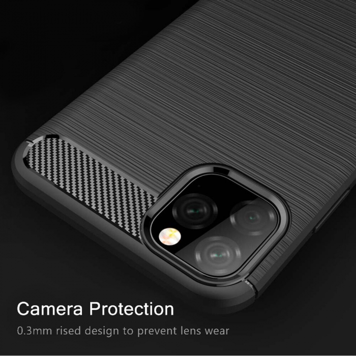 Husa Carbon Silicone pentru iPhone 11 Pro, Negru [2]