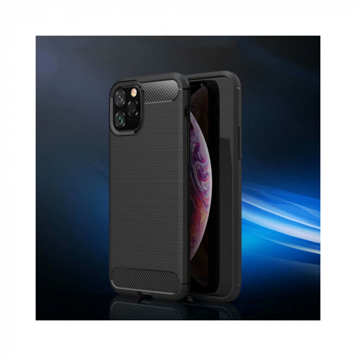 Husa Carbon Silicone pentru iPhone 11 Pro, Negru [6]