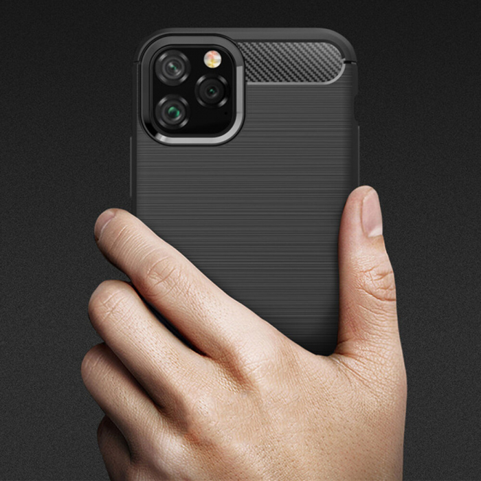 Husa Carbon Silicone pentru iPhone 12 / 12 Pro, Negru [3]