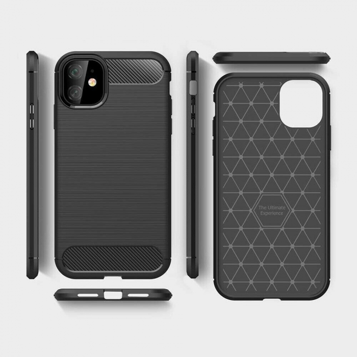 Husa Carbon Silicone pentru iPhone 12 Mini, Negru [6]