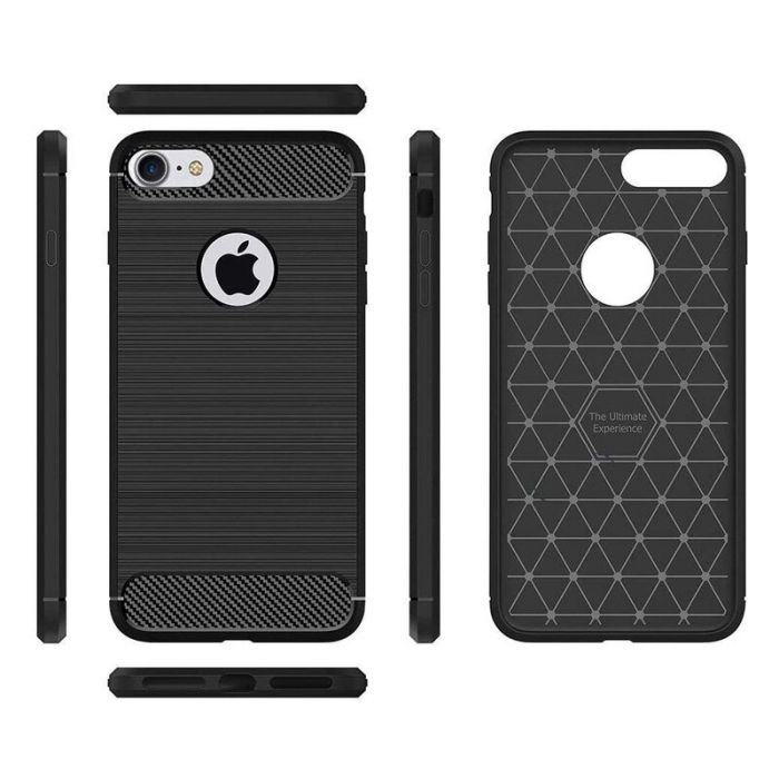 Husa Carbon Silicone pentru iPhone 6 Plus / 6S Plus, Negru [4]