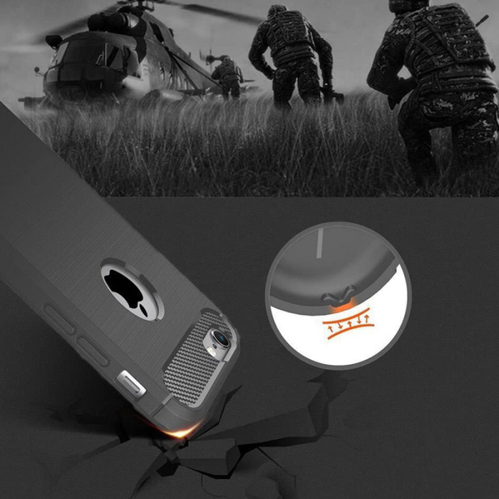 Husa Carbon Silicone pentru iPhone 6 Plus / 6S Plus, Negru [3]