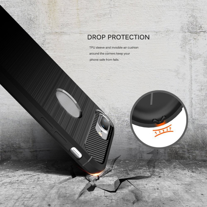 Husa Carbon Silicone pentru iPhone 7 Plus, Negru [3]