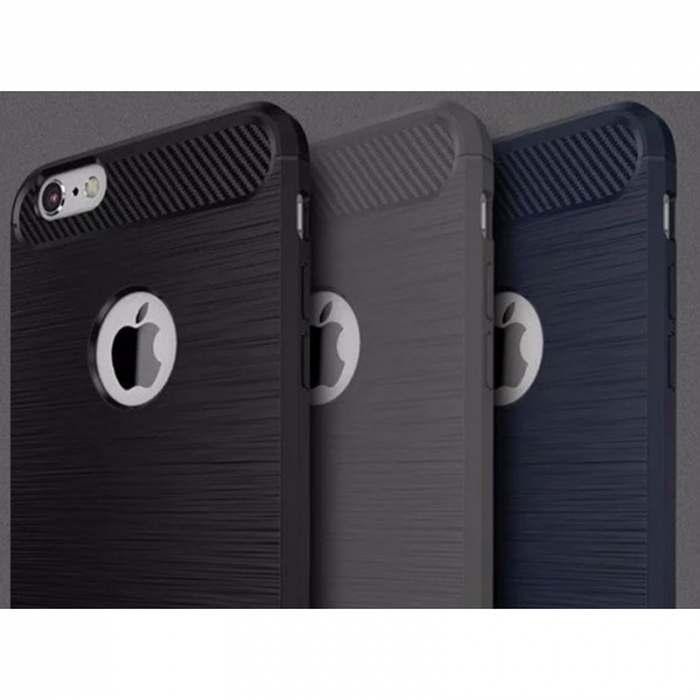 Husa Carbon Silicone pentru iPhone SE 2 (2020), Negru [7]