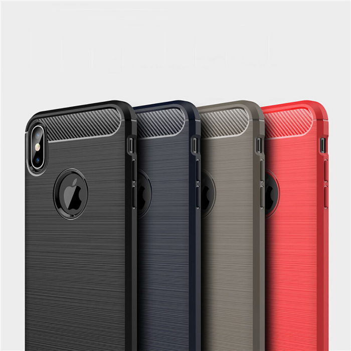 Husa Carbon Silicone pentru iPhone XS Max, Negru [5]
