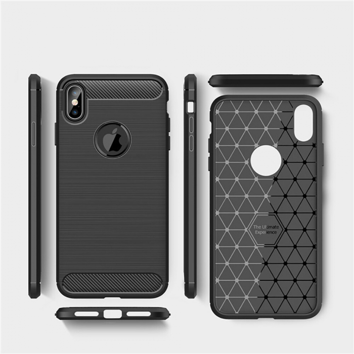 Husa Carbon Silicone pentru iPhone XS Max, Negru [2]