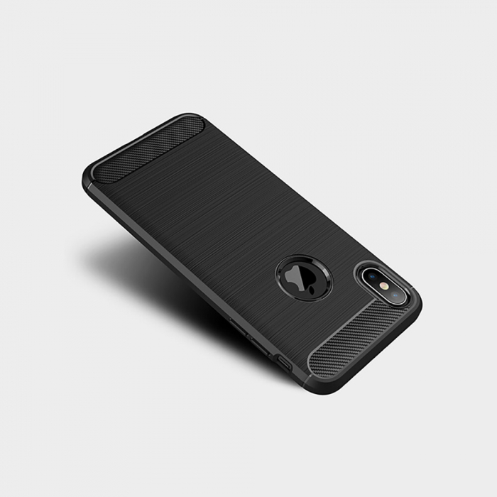 Husa Carbon Silicone pentru iPhone XS Max, Negru [4]