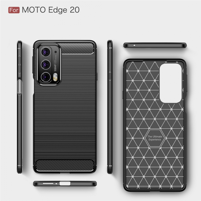 Husa Carbon Silicone pentru Motorola Edge 20, Negru [7]