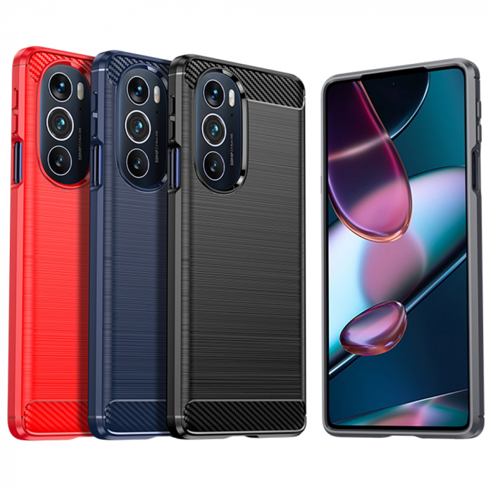 Husa Carbon Silicone pentru Motorola Edge 30 Pro, Negru [6]