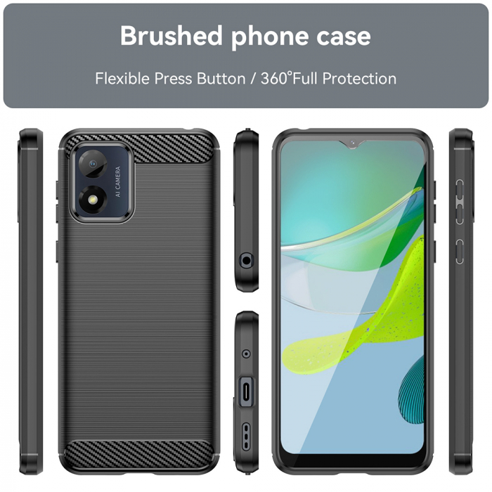 Husa Carbon Silicone pentru Motorola Moto E13, Negru [3]