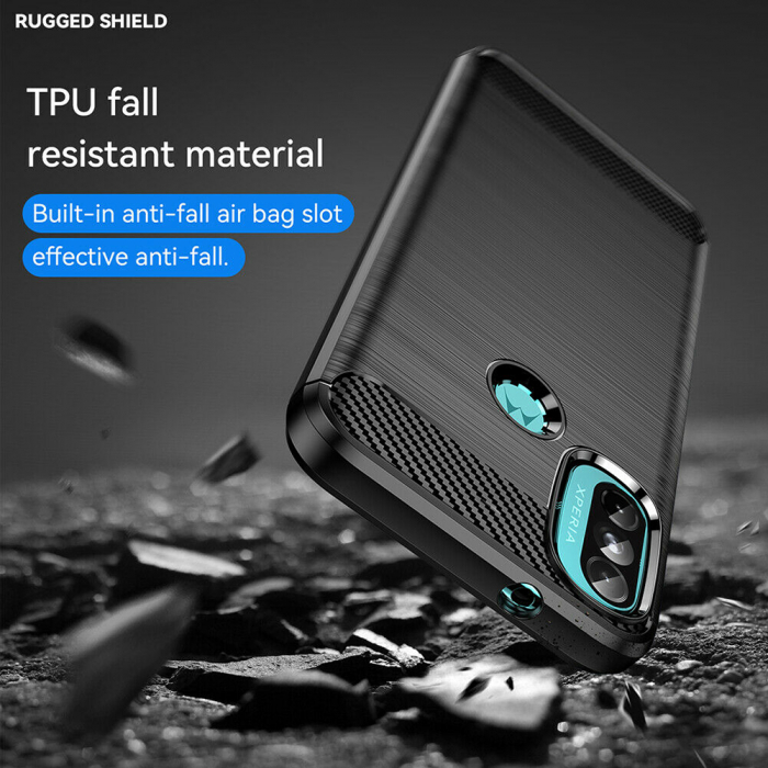 Husa Carbon Silicone pentru Motorola Moto E20 / E40, Negru [3]