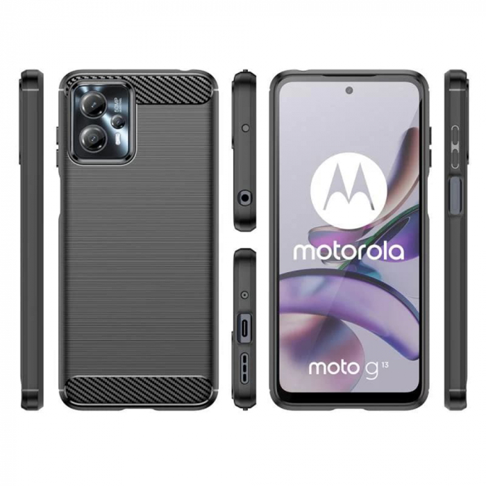 Husa Carbon Silicone pentru Motorola Moto G13 / G23 / G53, Negru [3]