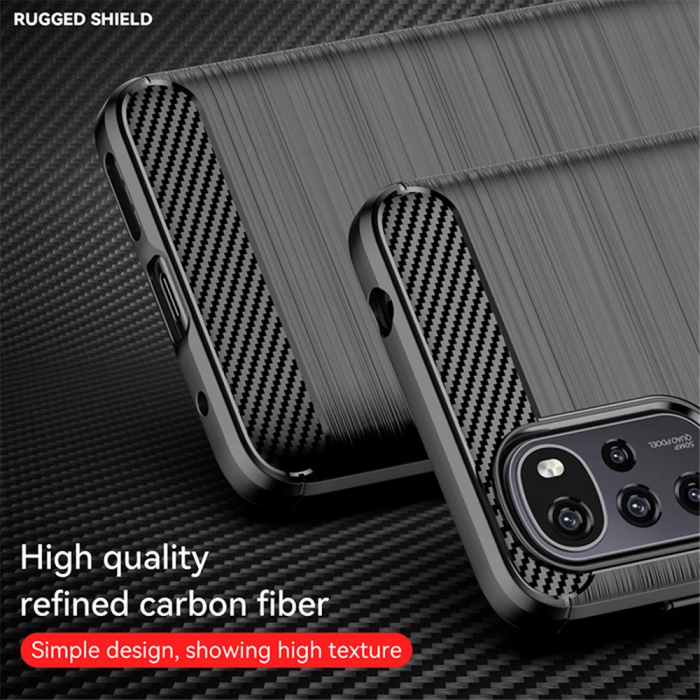 Husa Carbon Silicone pentru Motorola Moto G22, Negru [6]