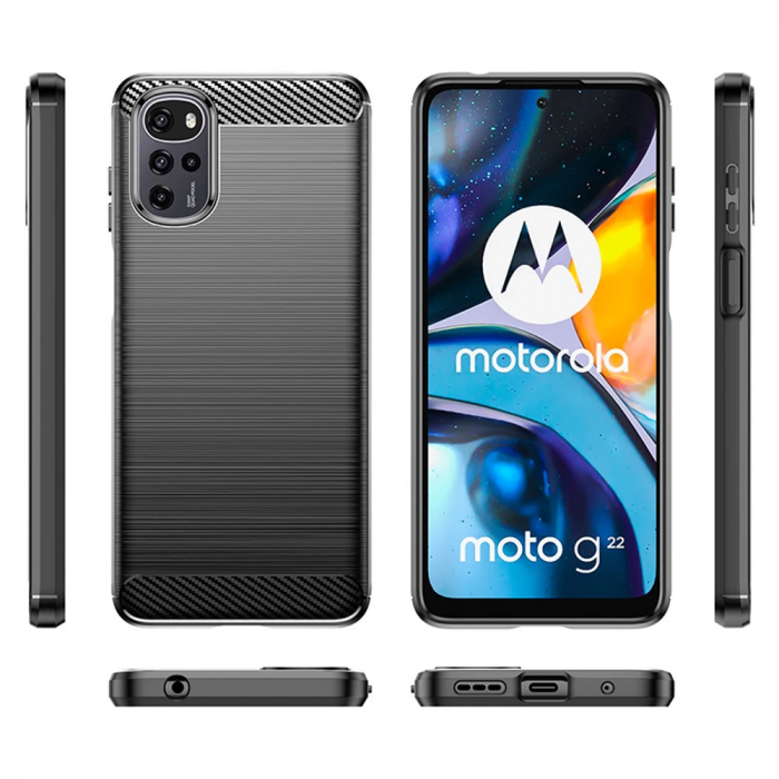 Husa Carbon Silicone pentru Motorola Moto G22, Negru [2]