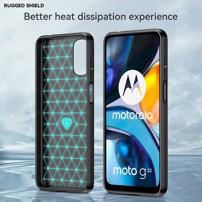 Husa Carbon Silicone pentru Motorola Moto G22, Negru [7]