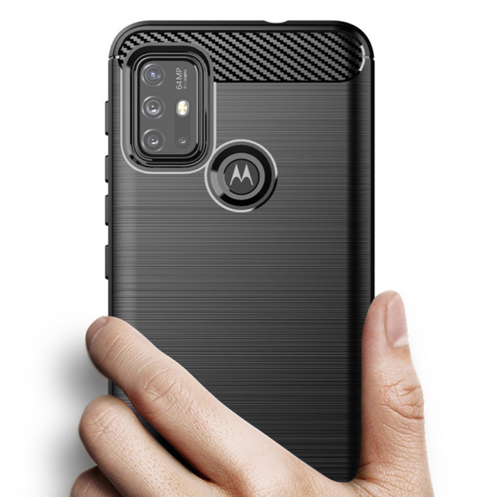 Husa Carbon Silicone pentru Motorola Moto G30 / G10, Negru [2]