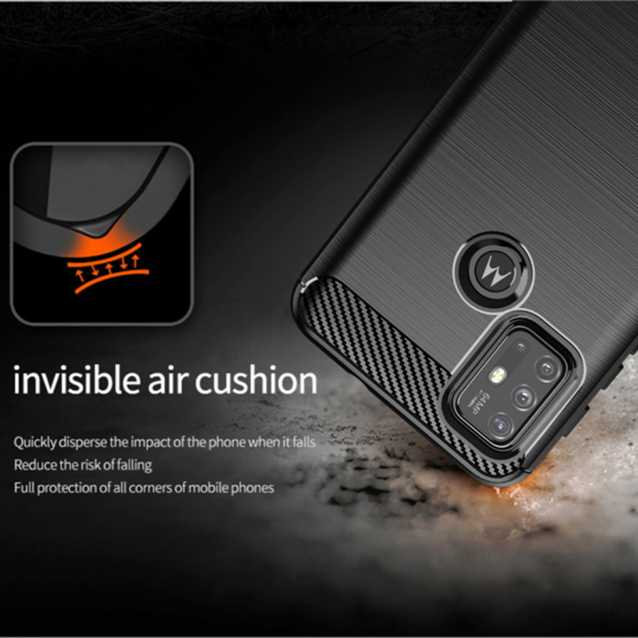 Husa Carbon Silicone pentru Motorola Moto G30 / G10, Negru [3]
