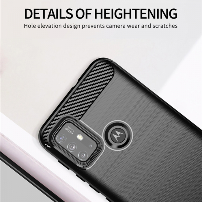 Husa Carbon Silicone pentru Motorola Moto G30 / G10, Negru [6]
