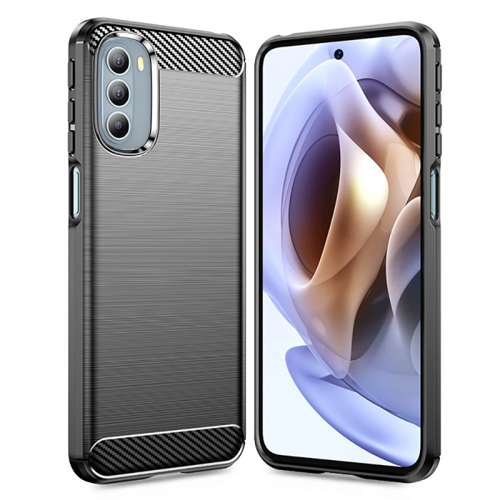 Husa Carbon Silicone pentru Motorola Moto G31 / G41, Negru [2]