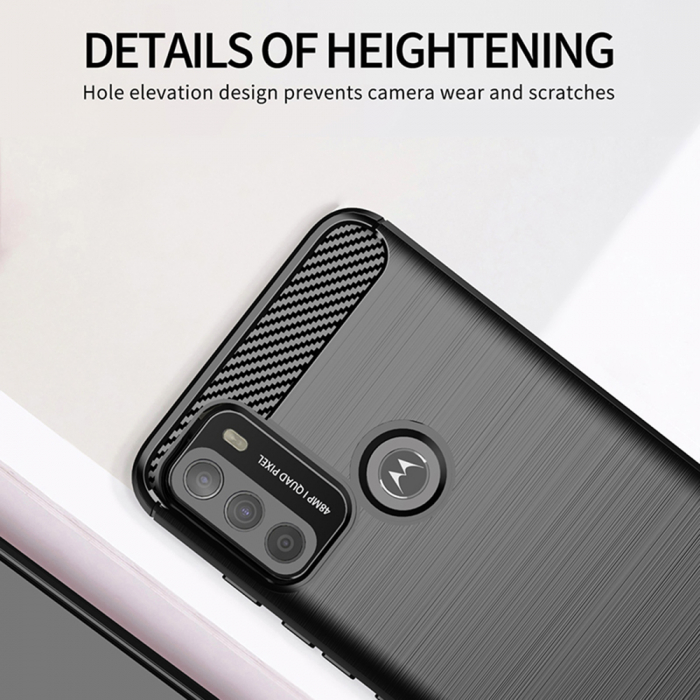 Husa Carbon Silicone pentru Motorola Moto G50, Negru [7]