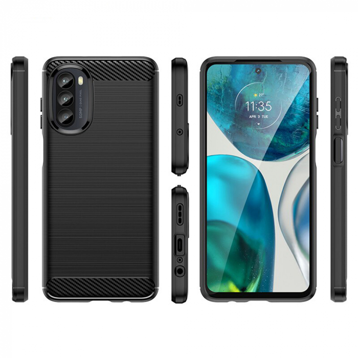 Husa Carbon Silicone pentru Motorola Moto G52, Negru [2]