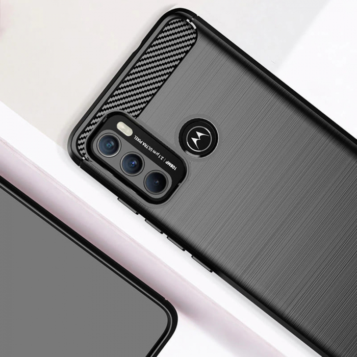 Husa Carbon Silicone pentru Motorola Moto G60, Negru [3]