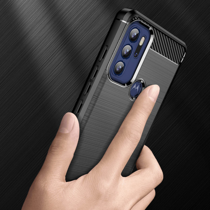 Husa Carbon Silicone pentru Motorola Moto G60s, Negru [5]