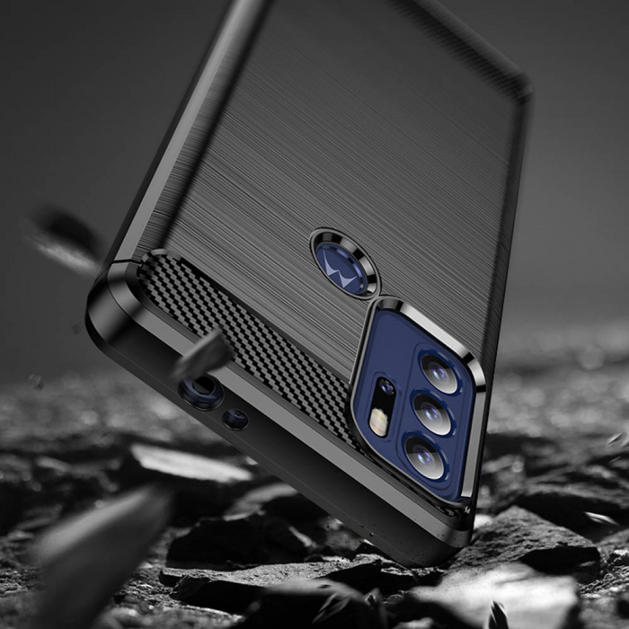 Husa Carbon Silicone pentru Motorola Moto G60s, Negru [4]