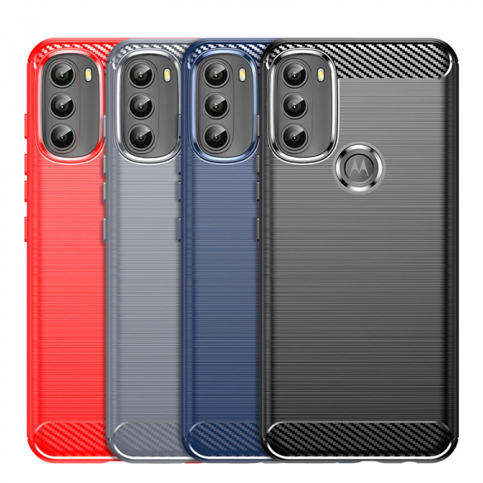 Husa Carbon Silicone pentru Motorola Moto G71 5G, Negru [6]