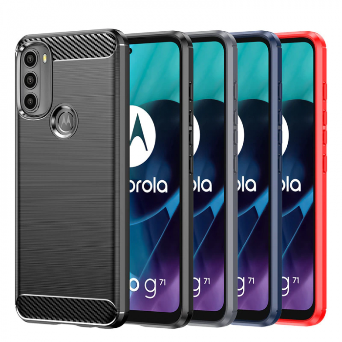 Husa Carbon Silicone pentru Motorola Moto G71 5G, Negru [5]