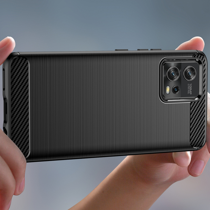 Husa Carbon Silicone pentru Motorola Moto G72, Negru [3]