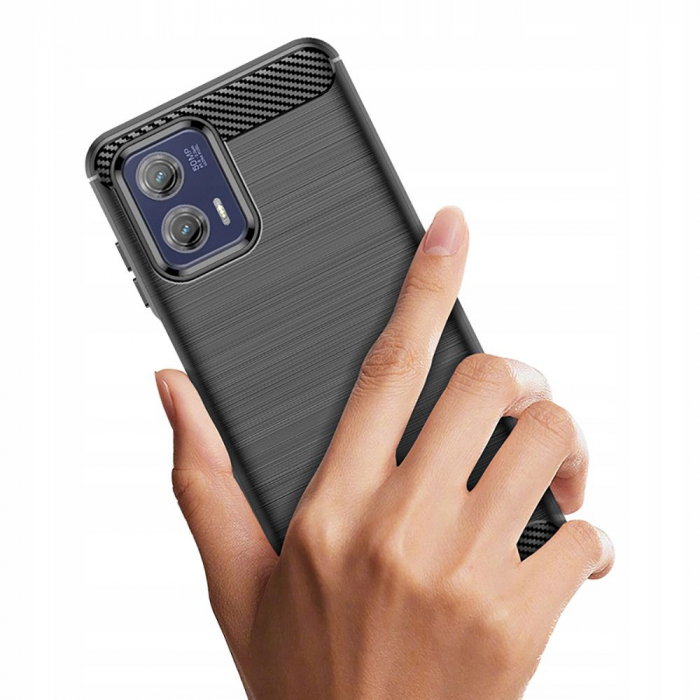 Husa Carbon Silicone pentru Motorola Moto G73, Negru [2]
