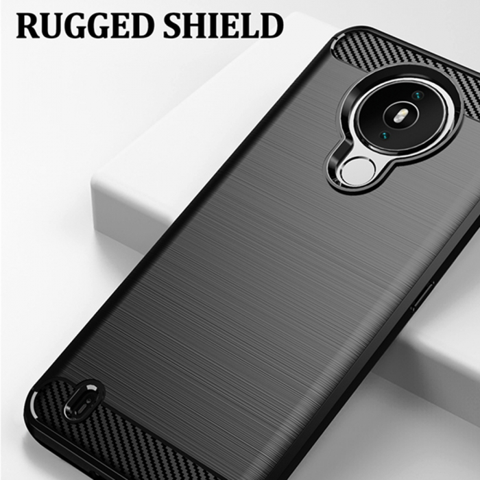 Husa Carbon Silicone pentru Nokia 1.4, Negru [4]