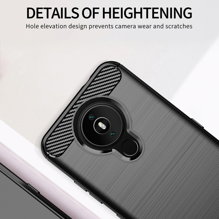 Husa Carbon Silicone pentru Nokia 1.4, Negru [6]