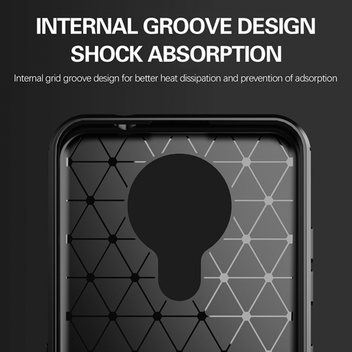 Husa Carbon Silicone pentru Nokia 1.4, Negru [3]