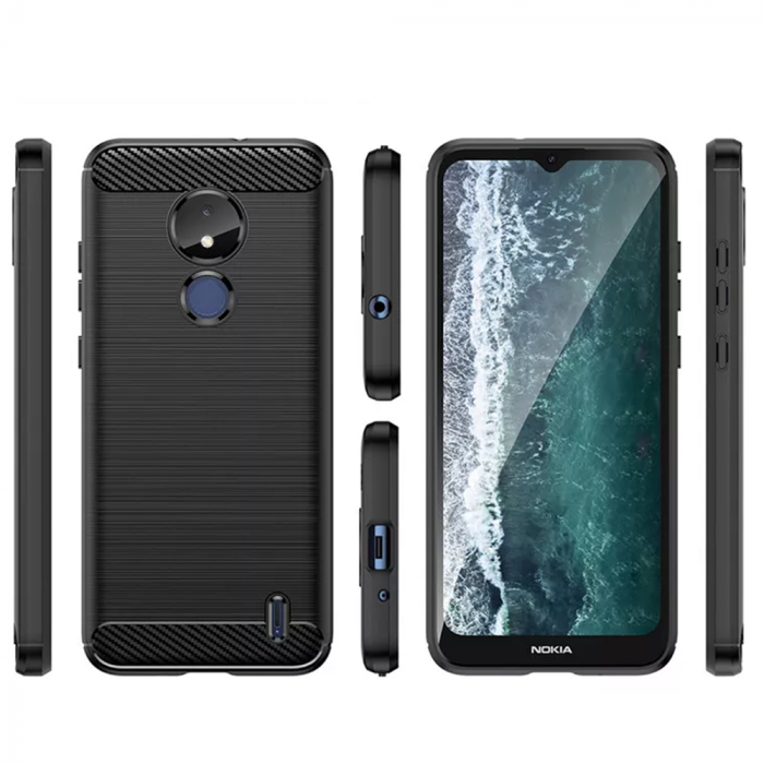 Husa Carbon Silicone pentru Nokia C21, Negru [3]