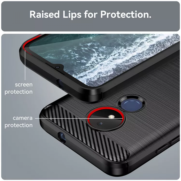 Husa Carbon Silicone pentru Nokia C21, Negru [7]