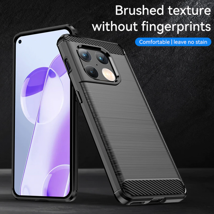 Husa Carbon Silicone pentru OnePlus 10 Pro, Negru [7]