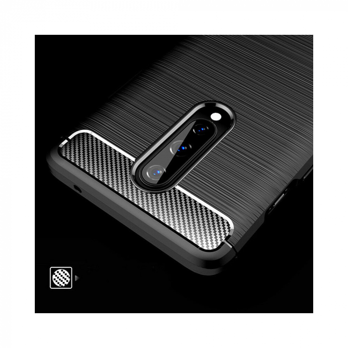Husa Carbon Silicone pentru OnePlus 8, Negru [7]